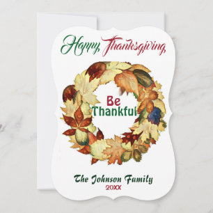 Carte Aquarelle de Thanksgiving Chute Folithe Maple Wrea