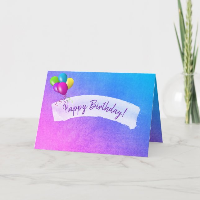 Carte aquarelle design pour anniversaire heureux (Devant)