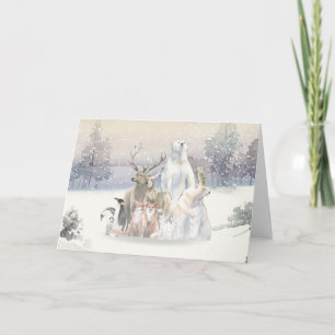 Carte Aquarelle d'hiver Créatures de vacances