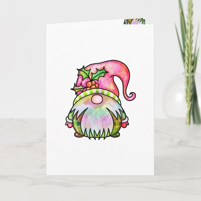 Carte Aquarelle d'hiver mignonne Jardin de Noël Gnome (Devant)