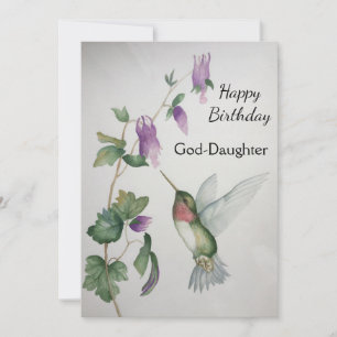 Carte Aquarelle d'oiseau-colibri de l'anniversaire de la