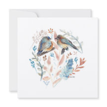 Aquarelle Douce Couple Bluebird Avec Floral