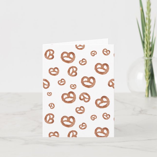 Carte Aquarelle douce salée Motif Pretzel (Devant)