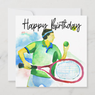Carte Aquarelle du joueur de tennis