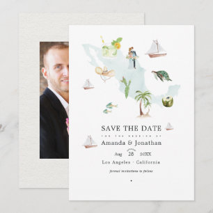 Carte aquarelle du Mexique pour mariage de destina