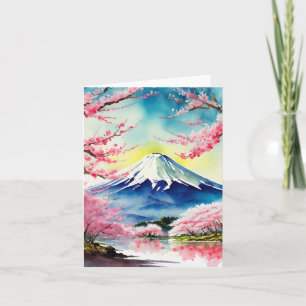 Carte Aquarelle du Mont Fuji Japon