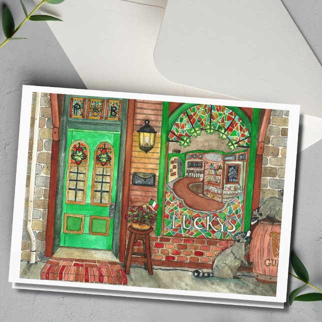 Carte aquarelle du pub irlandais de la Saint-Patri (Irish Pub Watercolor)