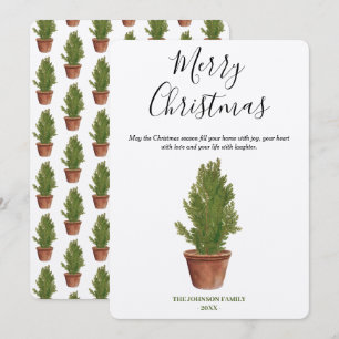 Carte Aquarelle en terre cuite Joyeux sapin de Noël