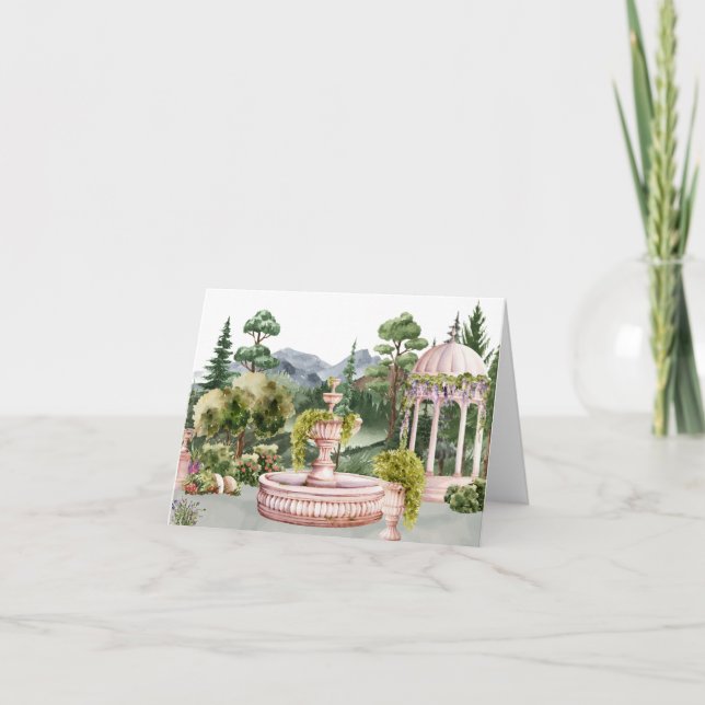 Carte Aquarelle esthétique jardin vert élégant (Devant)