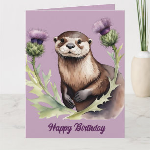 Carte Aquarelle et chardon Anniversaire