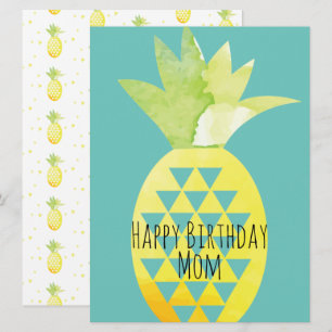 Carte Aquarelle été ananas Mix Anniversaire