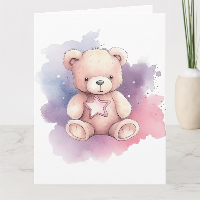 Carte Aquarelle étoile Teddy Bear (Devant)