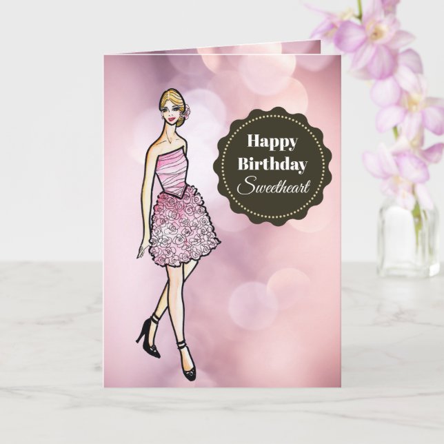 Carte Aquarelle Fairy Princesse Blanc Gris Pétale Robe (Orchidée)