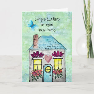 Carte Aquarelle fantaisiste Nouvelle Maison