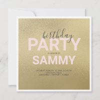 Aquarelle Faux Gold et rose fête d'anniversaire