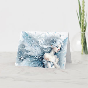 Carte Aquarelle Fée de neige "Joyeux anniversaire!" Salu