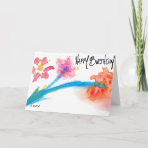 Carte Aquarelle/fleur de joyeux anniversaire