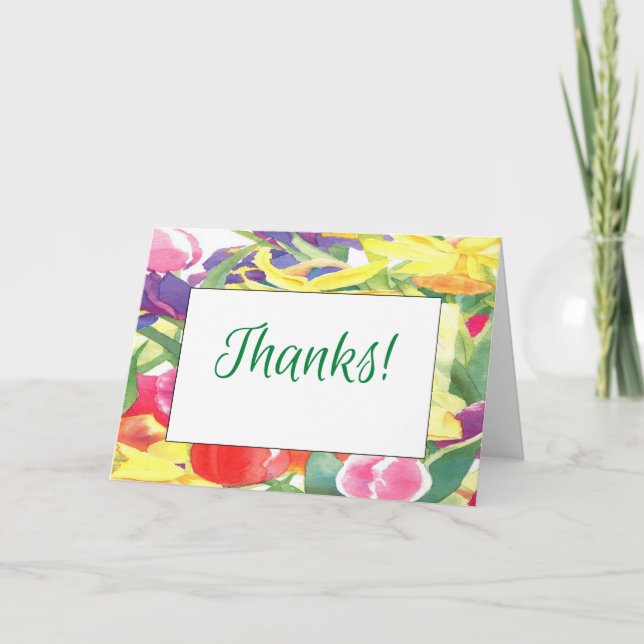 Carte Aquarelle Fleur Merci (Devant)