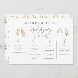 Carte Aquarelle fleur sauvage girly mariage itinéraire s