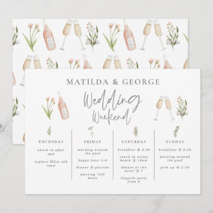 Carte Aquarelle fleur sauvage girly mariage itinéraire s