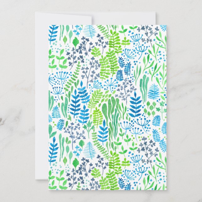 Carte Aquarelle fleurie doodles blanc (Devant)