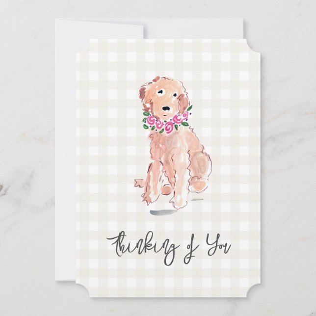 Carte Aquarelle Fleurs de Chien Penser à vous En vichy (Devant)