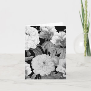 Carte Aquarelle florale Black & White Peonies