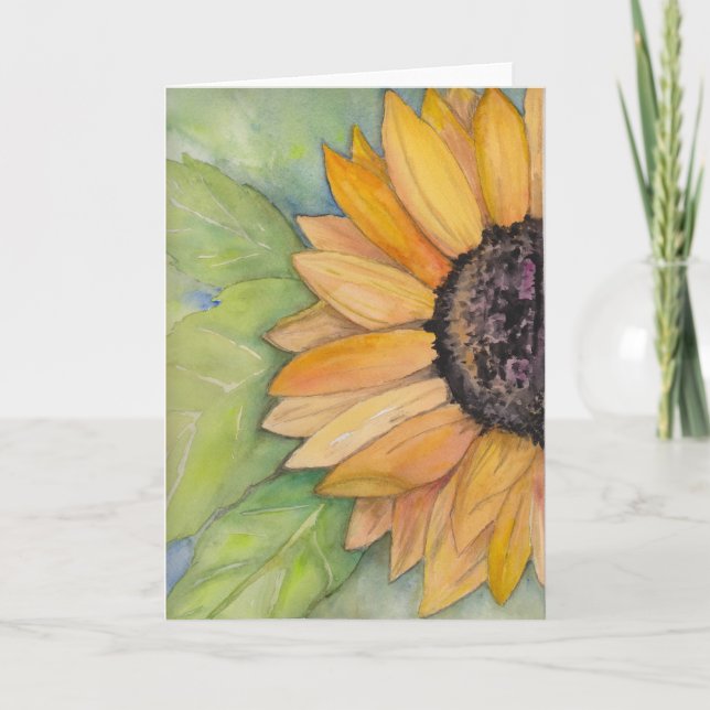 Carte Aquarelle florale de tournesol (Devant)