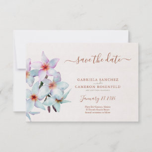 Carte Aquarelle Florale Frangipani Mariage en terre cuit
