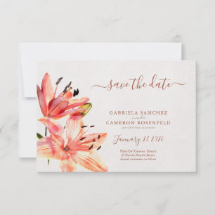 Carte Aquarelle Florale Lillies Terracotta