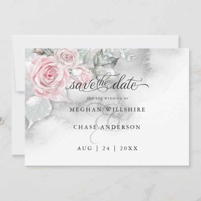 Carte Aquarelle florale moderne Roses roses roses Barefo (Devant)