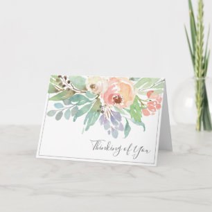 Carte Aquarelle florale Pensées pour vous