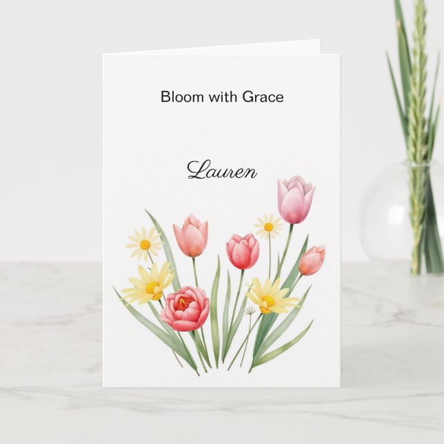 Carte Aquarelle florale personnalisée (Devant)