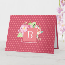 Carte Aquarelle Florale personnalisée Chic initial Coral