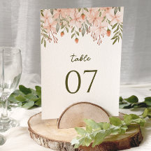 Aquarelle florale rose pâle Numéro du Mariage