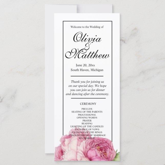 Carte Aquarelle florale rose pis rose roses roses (Devant)