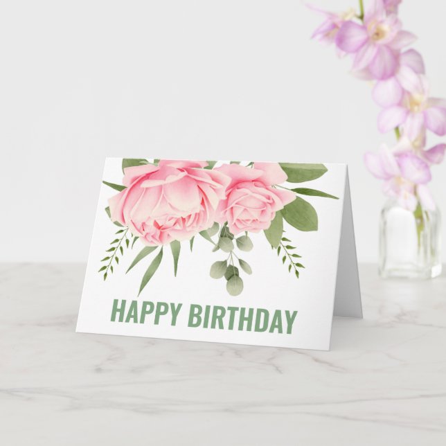 Carte Aquarelle florale roses roses roses joyeux anniver (Orchidée)