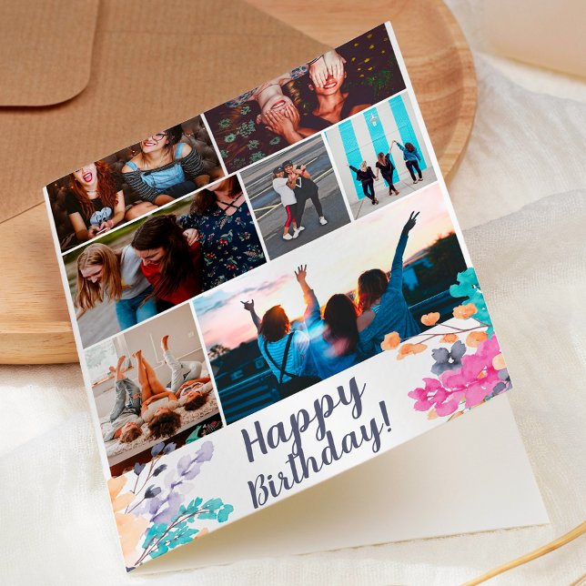 Carte aquarelle florale sauvage séchée anniversaire 7 gr (Créateur téléchargé)