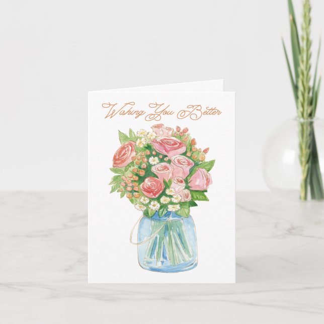 Carte Aquarelle Flowers dans un pot Get Well Card (Devant)