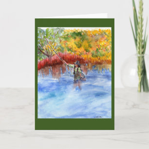 Carte aquarelle flypêchwoman + couleurs d'automne