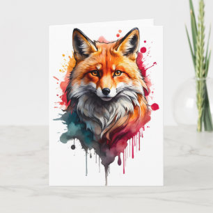 Carte Aquarelle Fox Splatt Art Portrait Splash Blank