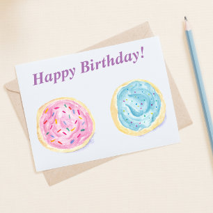 Carte Aquarelle Frosted Sucre Cookies Anniversaire