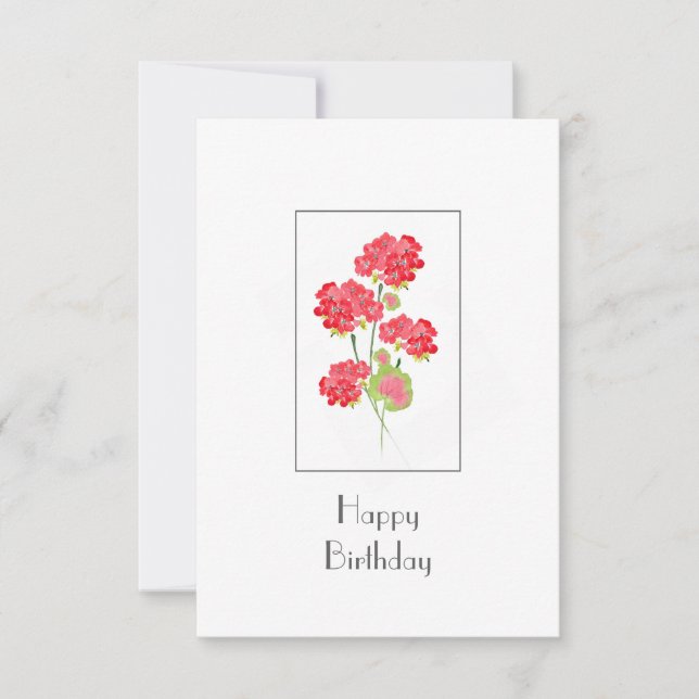 Carte Aquarelle Geraniums tiges (Devant)
