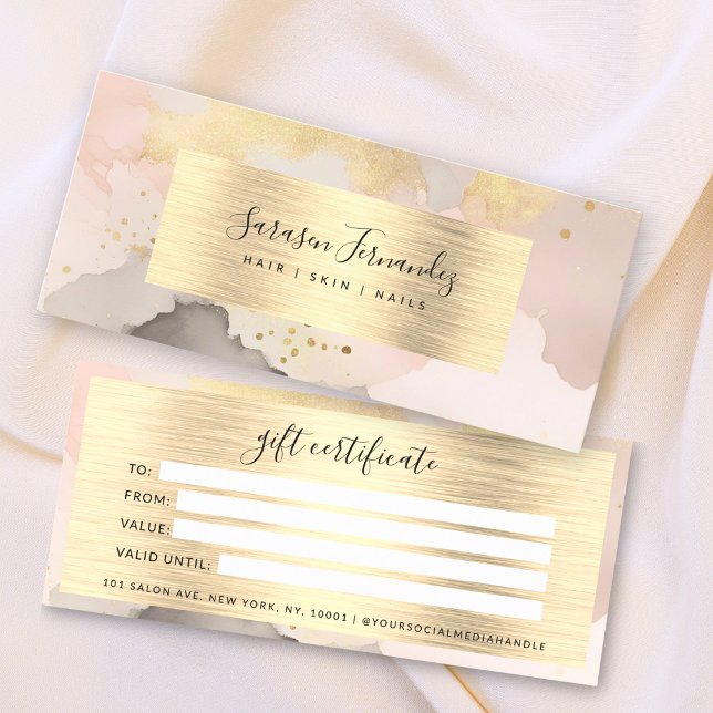 Carte Aquarelle Gold Foil Certificat cadeau Black Blush (Créateur téléchargé)