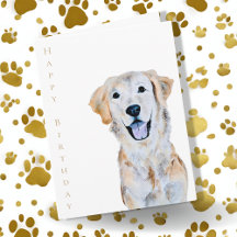 Aquarelle Golden Retriever Chien Joyeux anniversai