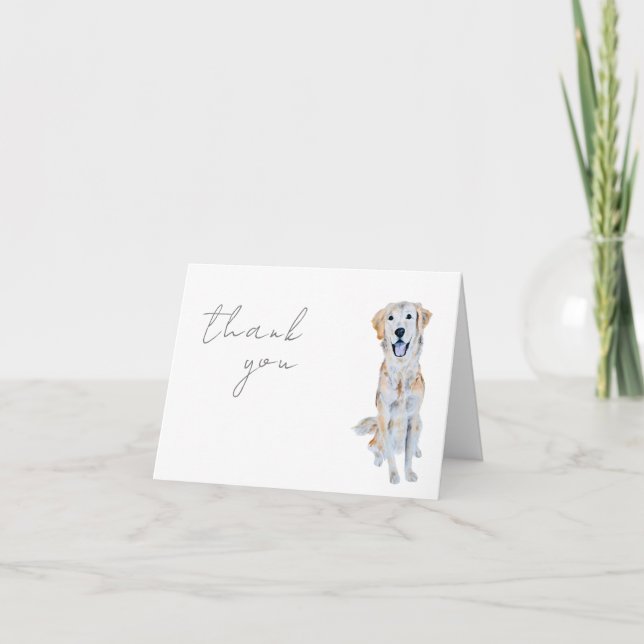 Carte Aquarelle Golden Retriever Chien Merci (Devant)