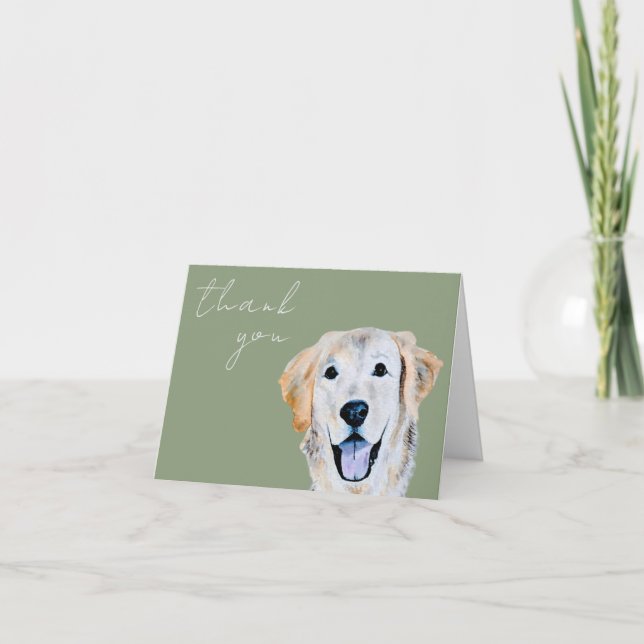 Carte Aquarelle Golden Retriever Chien Sage Merci (Devant)