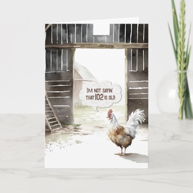 Carte Aquarelle Grange 102e Humour d'anniversaire (Devant)