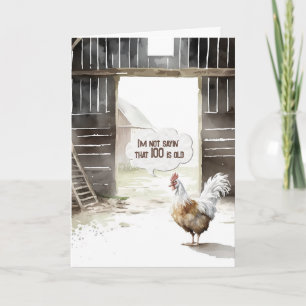 Carte Aquarelle Grange Coq 100e Humour d'anniversaire