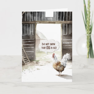 Carte Aquarelle Grange Coq 106e Humour d'anniversaire